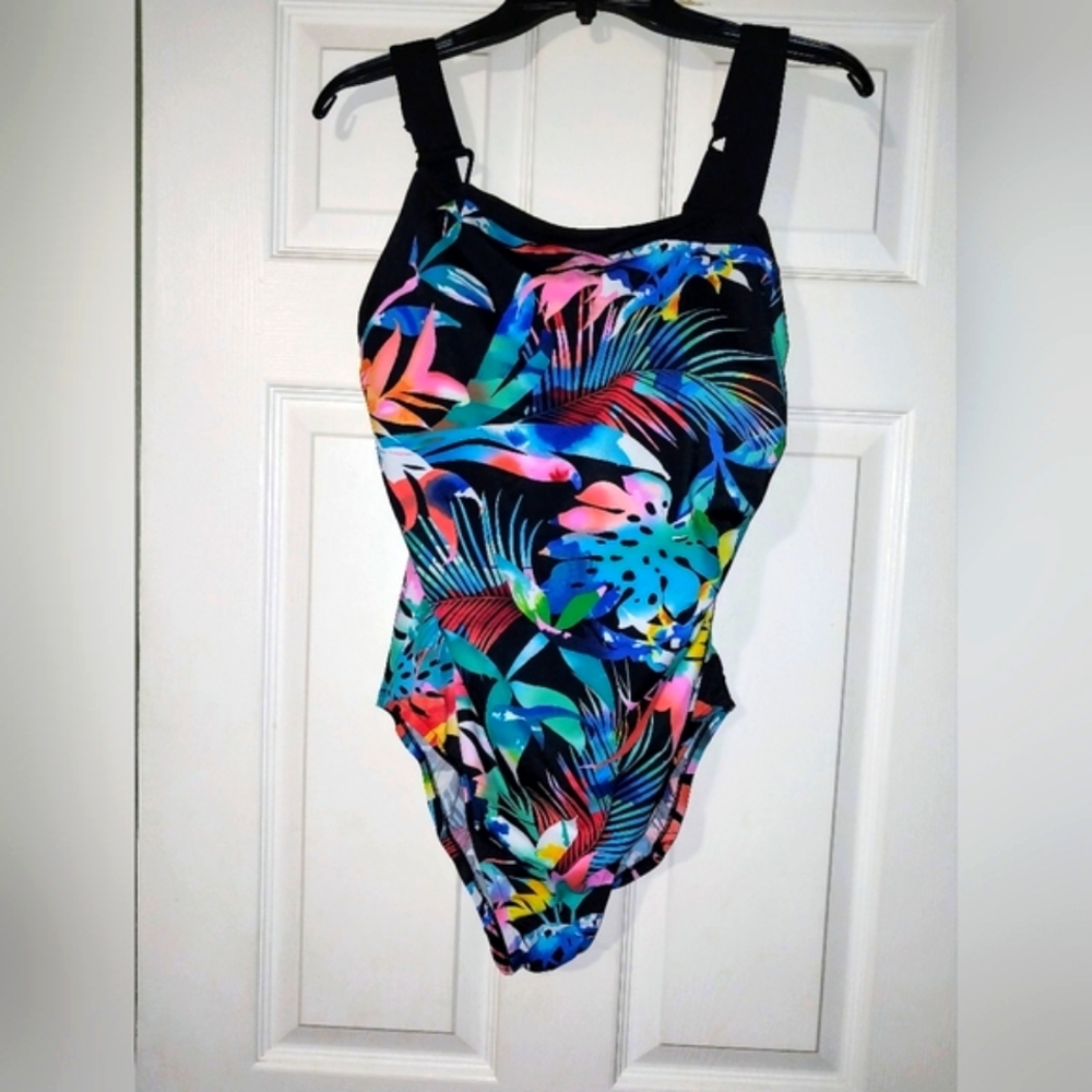 Aqua Green Swimwear Tropical One-piece XL 16/18 NWT